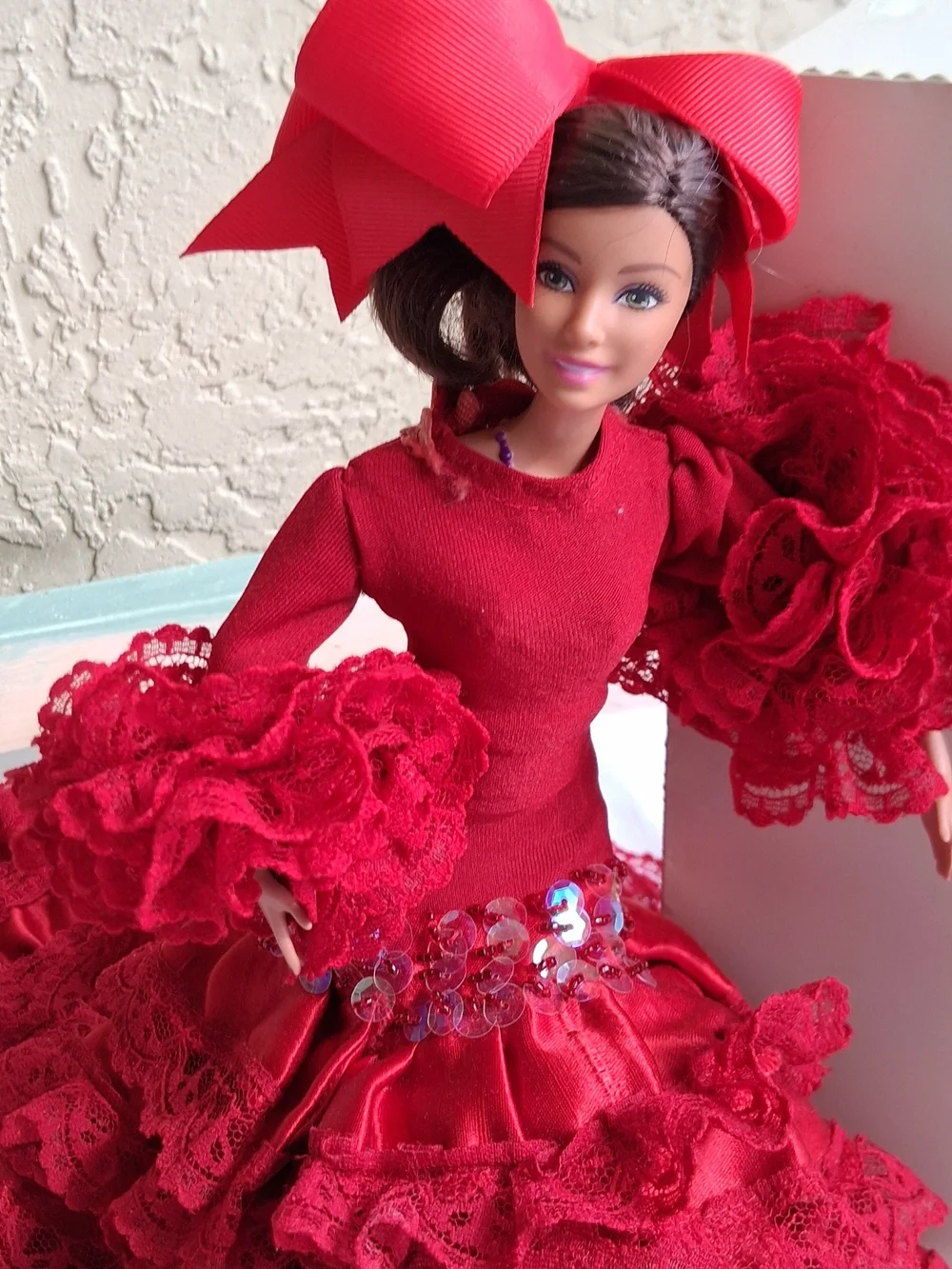 Senorita In Red Flamenco Dress